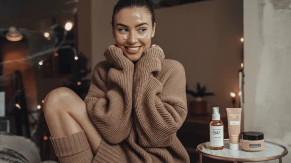 a photo of a young woman wearing a sweater