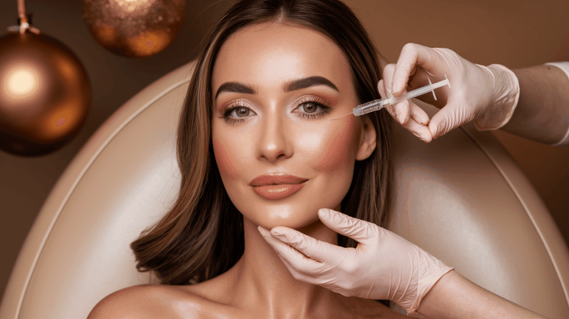 woman getting filler injections on her face