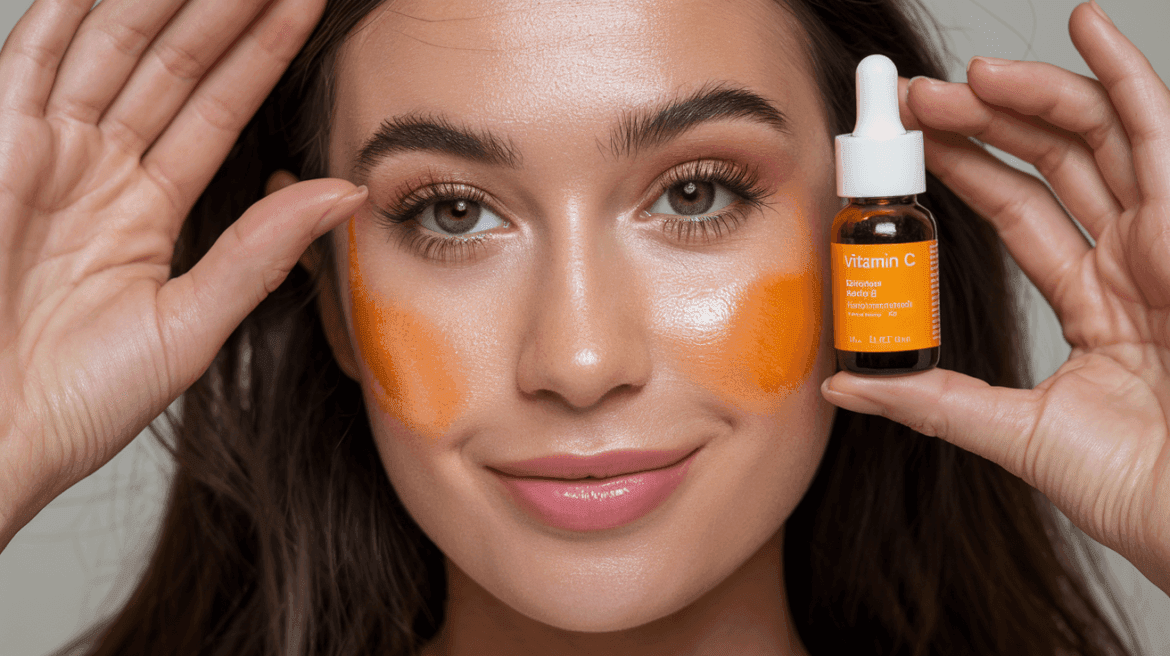 womans face after using vitamin c serum