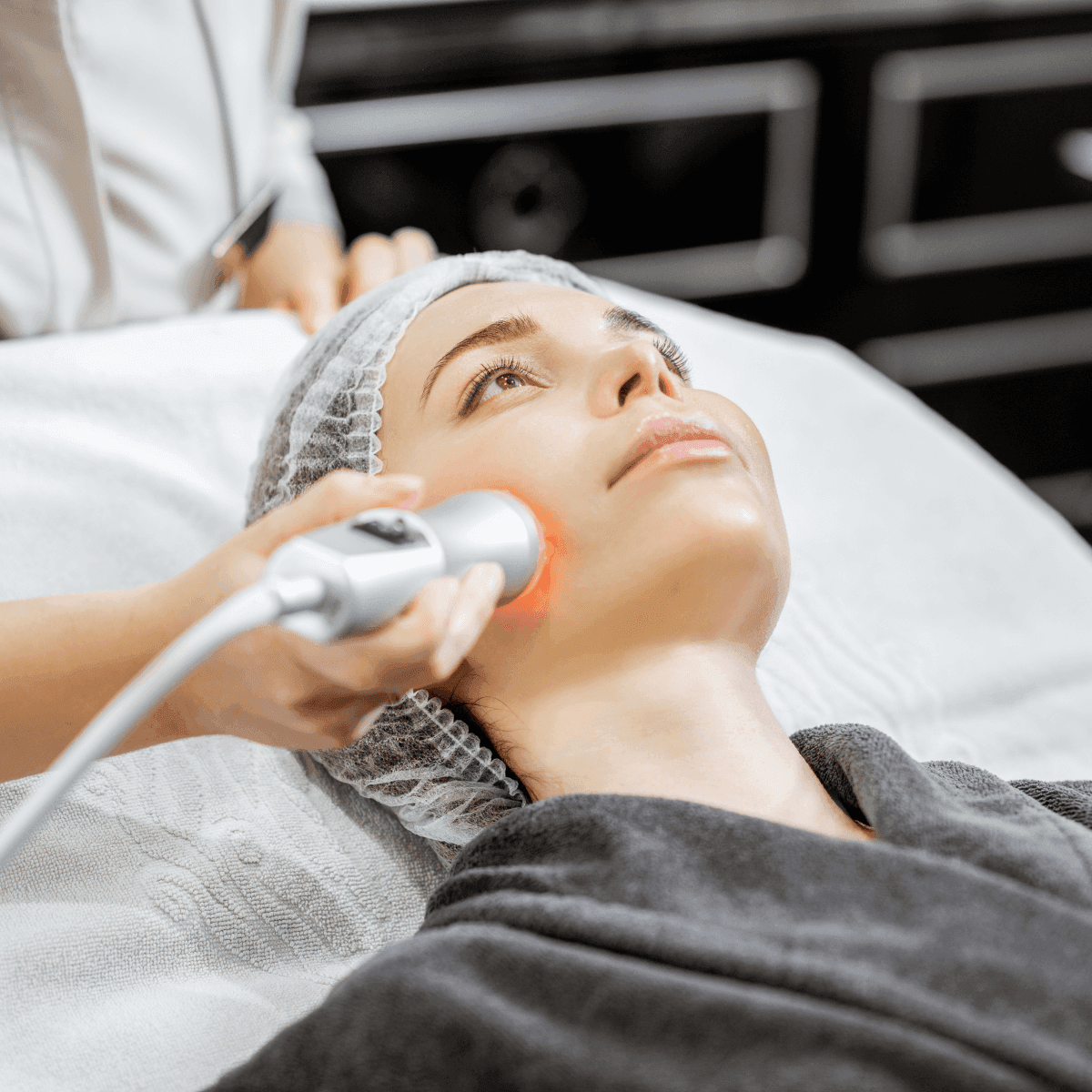 woman undergoing laser treatment