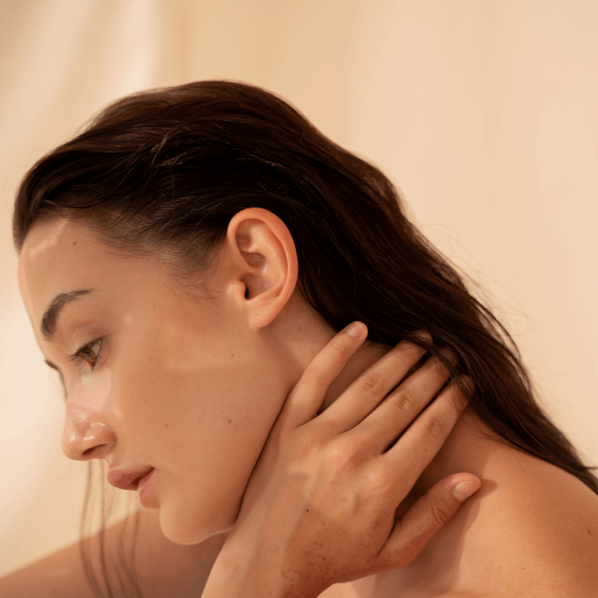 young woman with glowing skin 