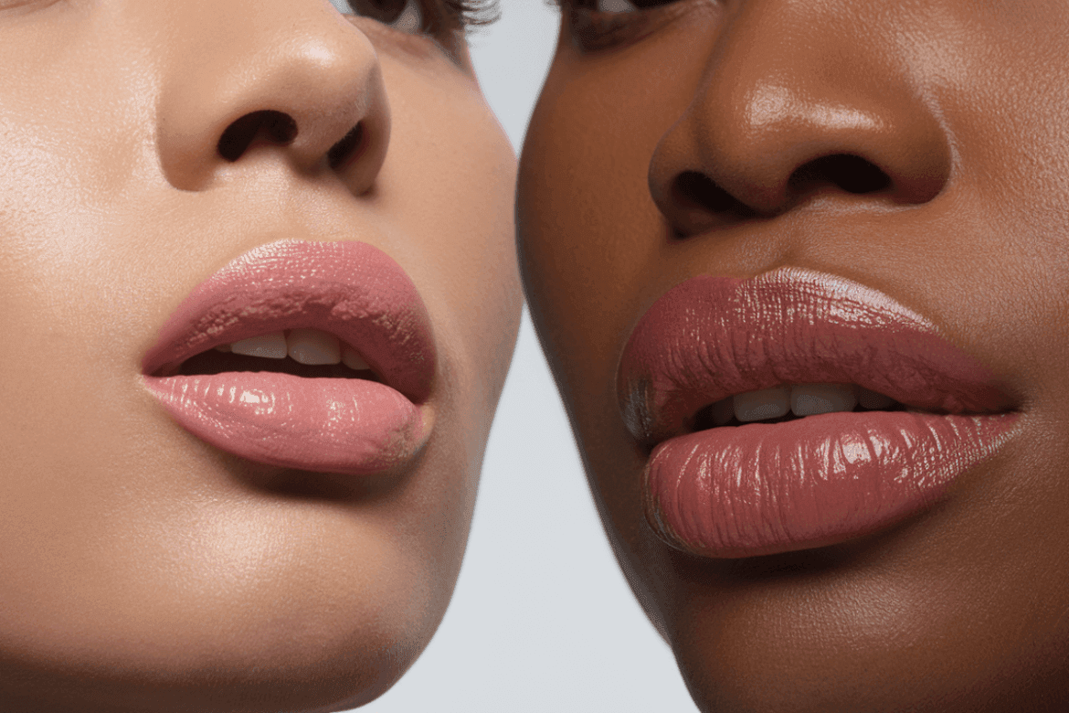 two woman faces with different skin type