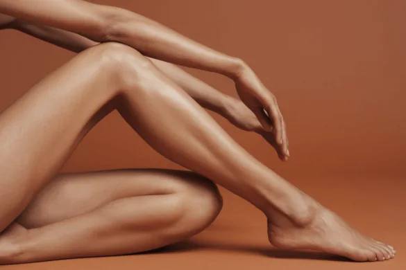 glossy legs and hands after hair removal procedure