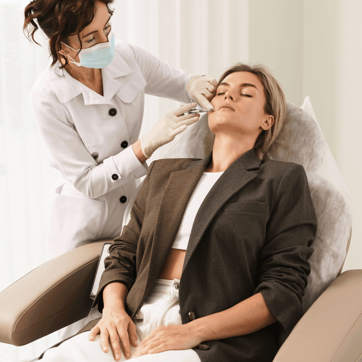 a woman getting dermal fillers injected 