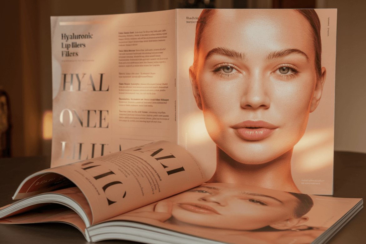 a photo of a magazine for hyaluronic lip fillers
