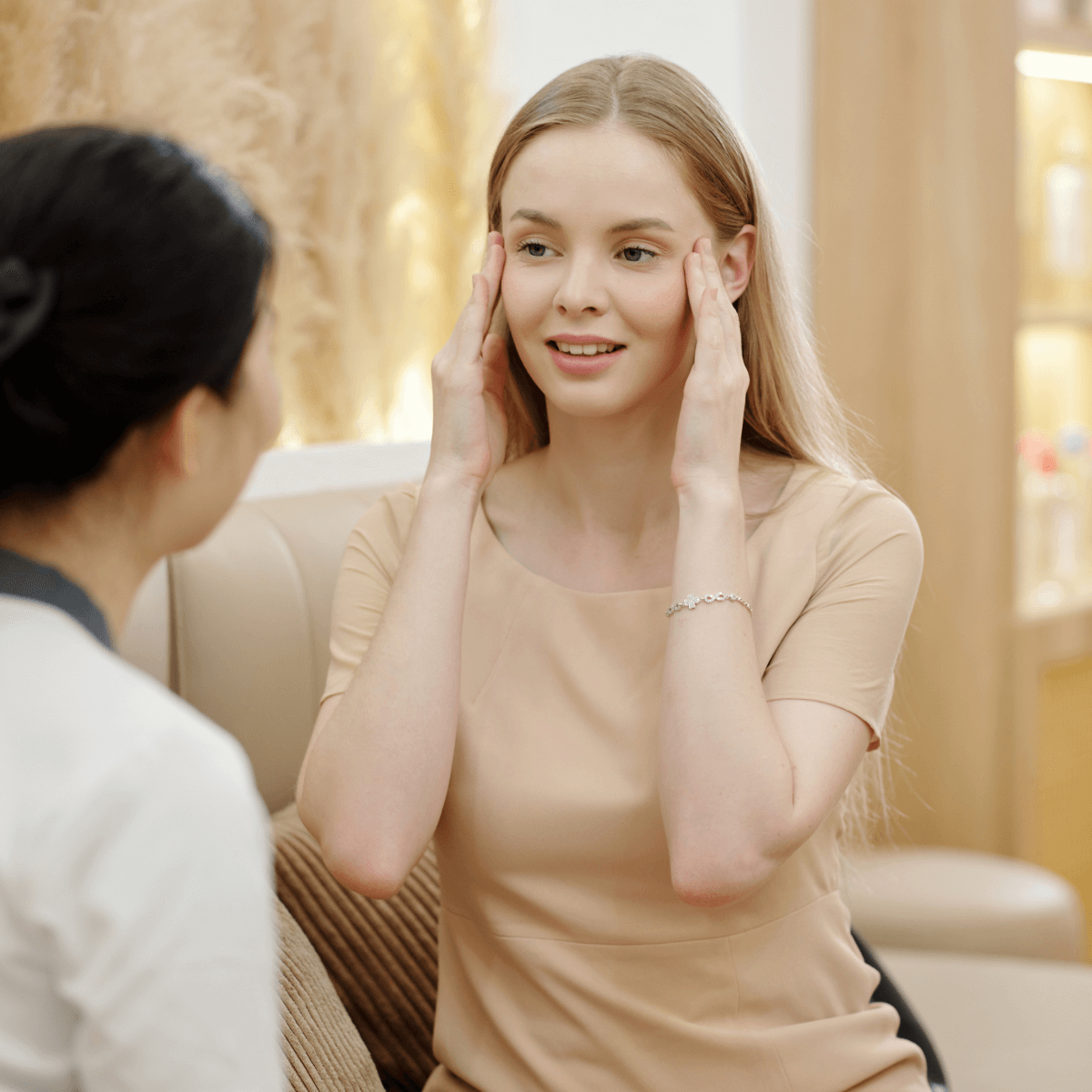 woman discussing Botox goals with her esthetician