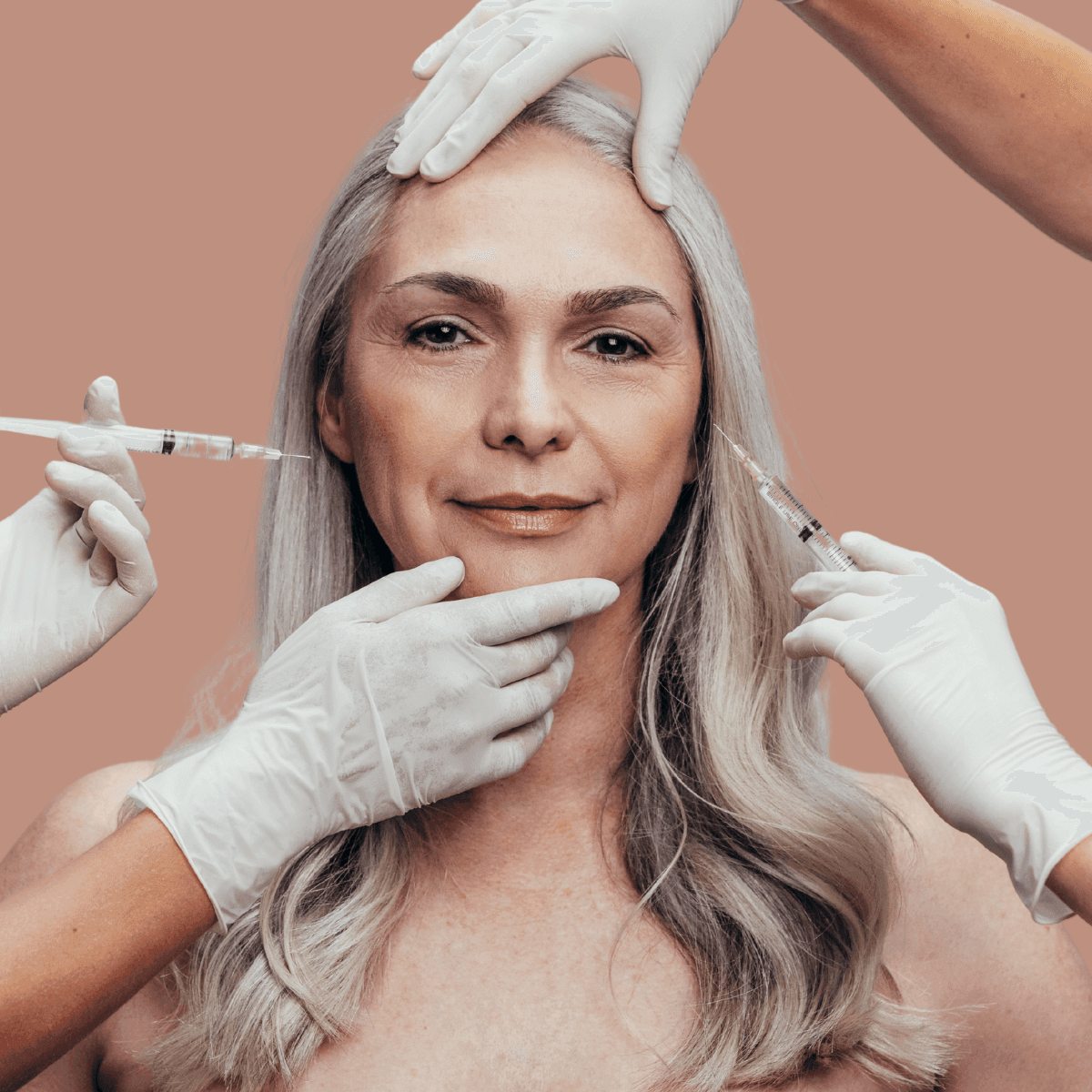 an older woman getting Botox injected