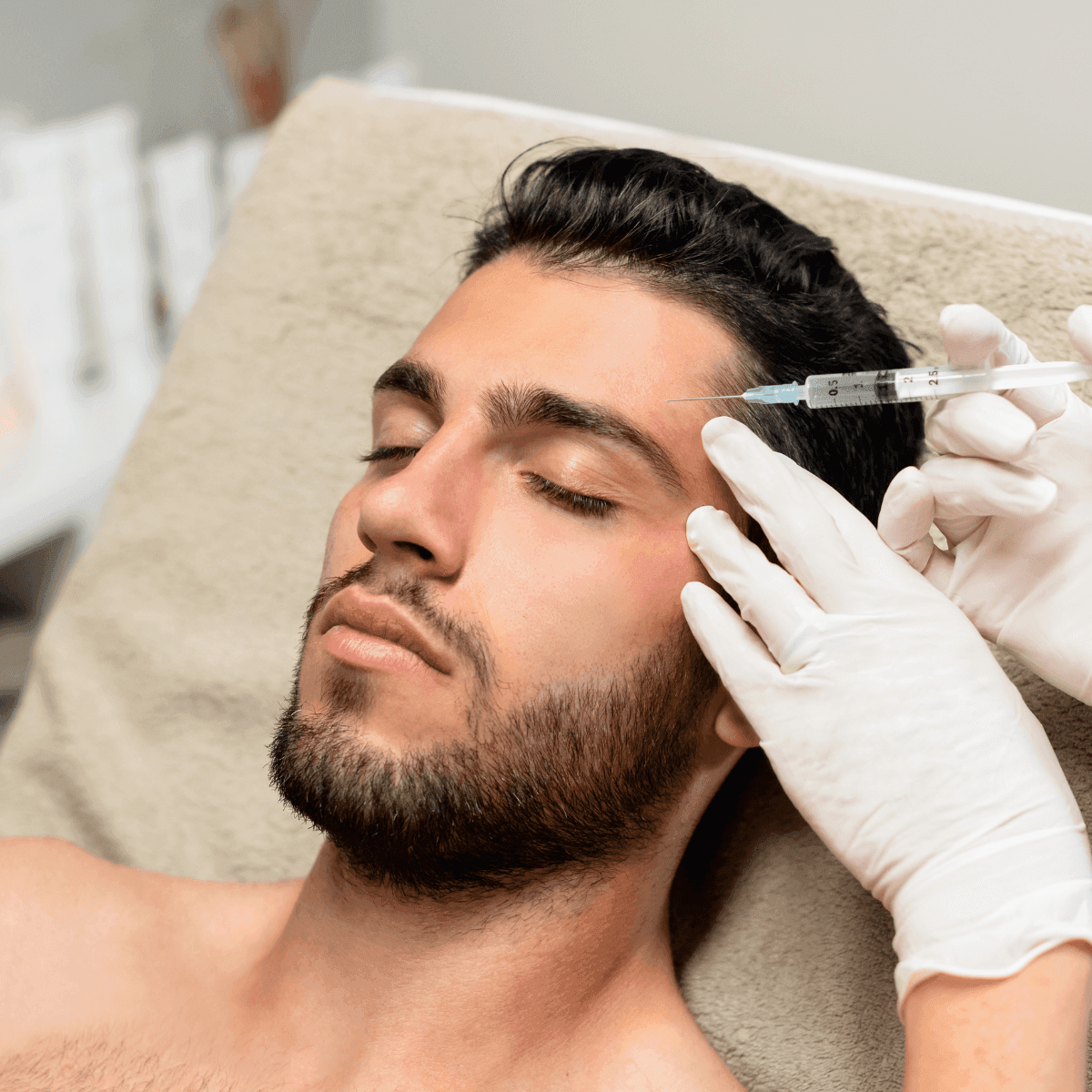 a man getting Botox injected