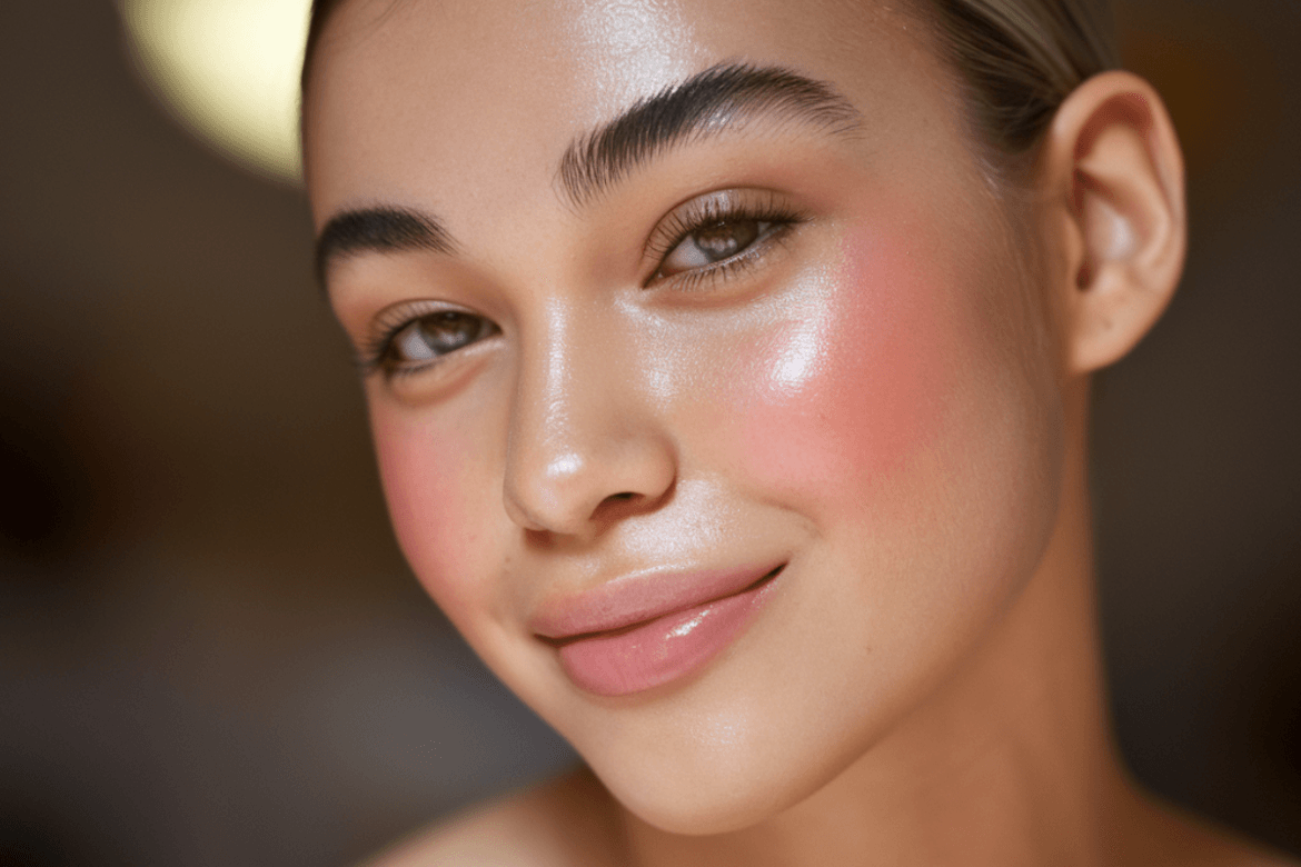 Woman with glowing skin.